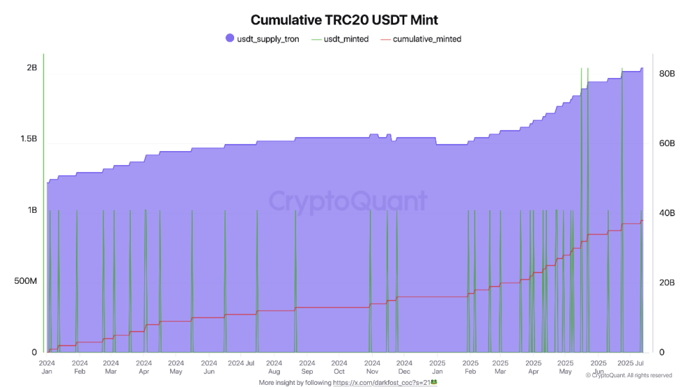 Tron 成为 USDT 强国——2025 年的铸造量创历史新高,增长率达 38%