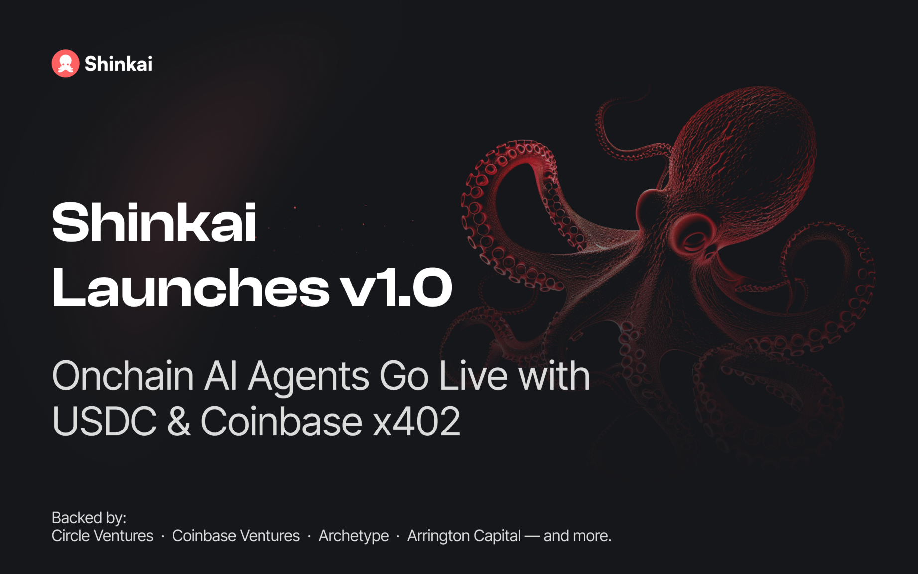 Shinkai 发布 1.0 版本 –链上 AI 代理与 USDC 总线和 Coinbase x402 上线